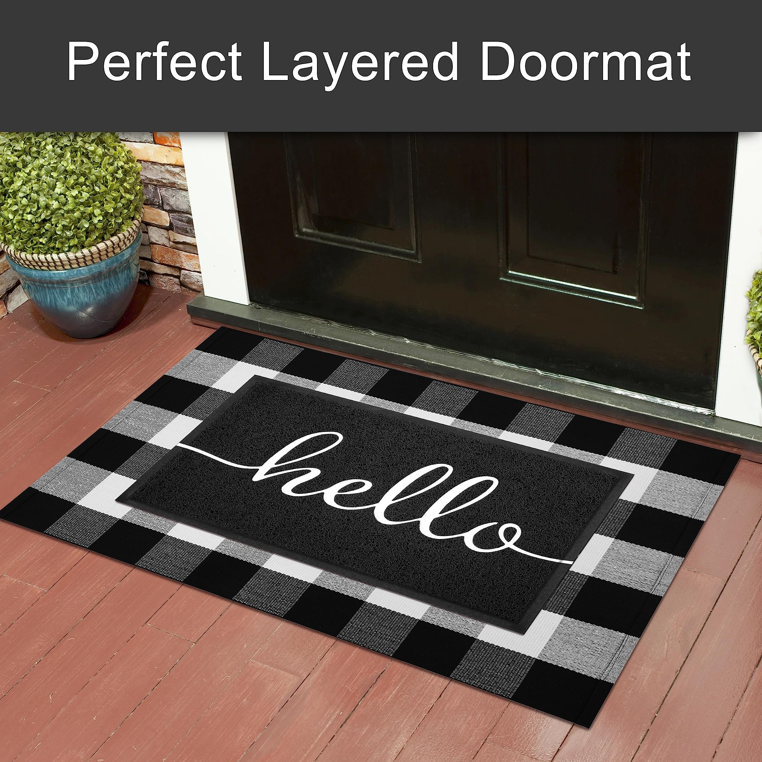 KILOCOCO Outdoor Hello Doormat side view showing design
