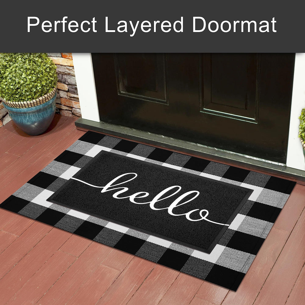 KILOCOCO Outdoor Hello Doormat side view showing design