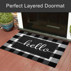 KILOCOCO Outdoor Hello Doormat side view showing design