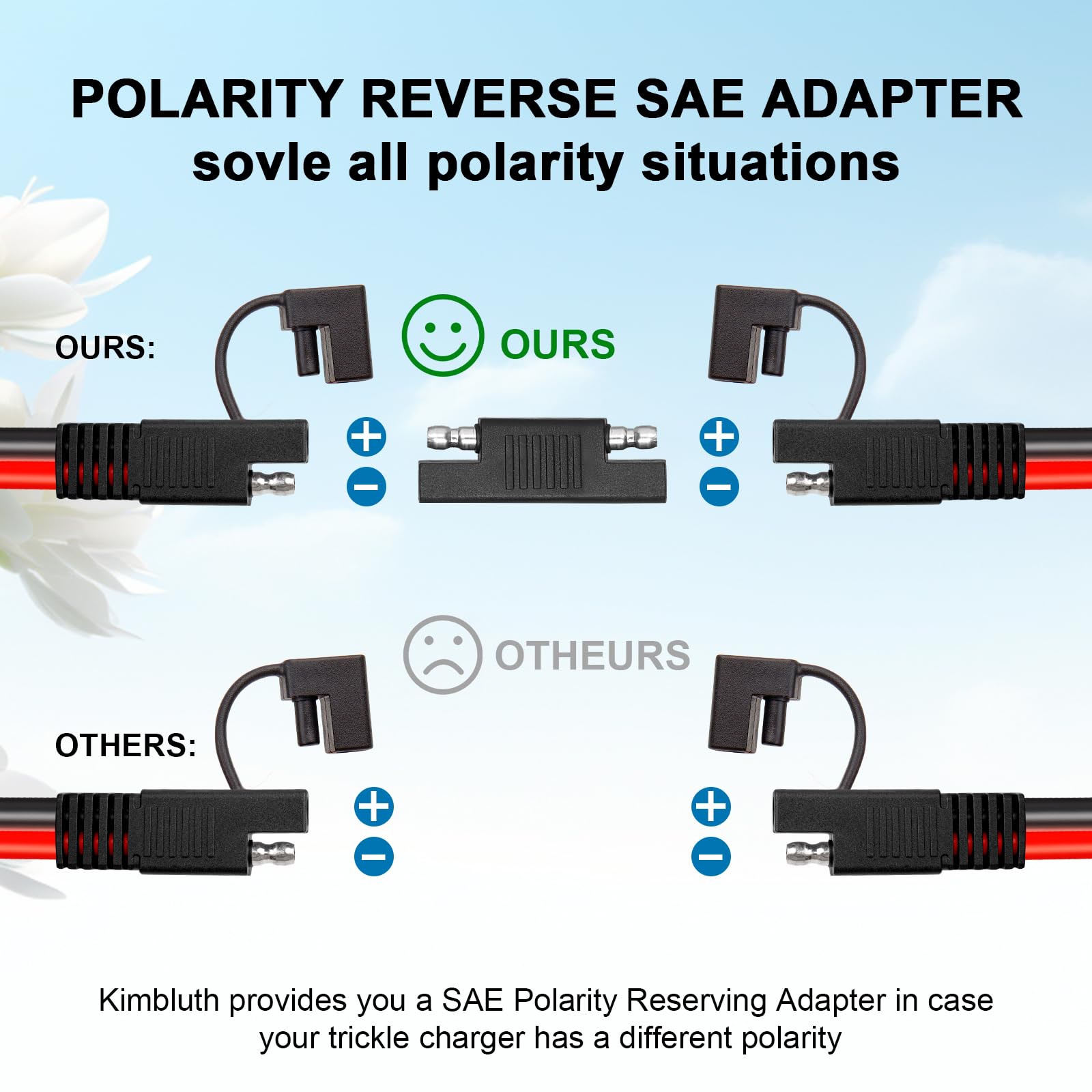 Kimbluth 6FT SAE Connector cable in outdoor setting