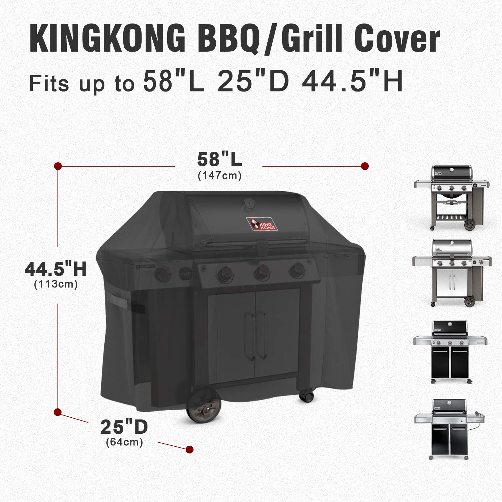 Kingkong 7130 Grill Cover showing Velcro straps