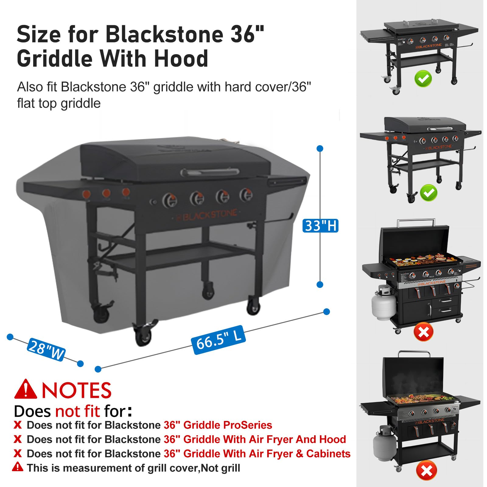 Kingly Griddle Cover side view with adjustable straps