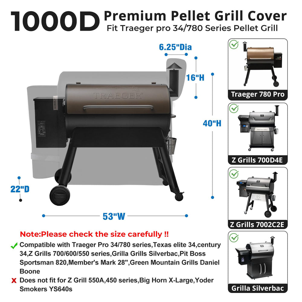 Kingly grill cover with adjustable straps and side zipper