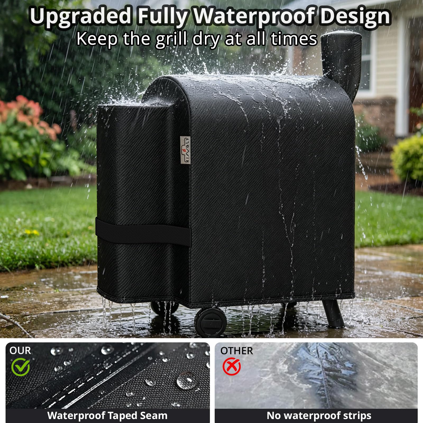 Kingly Pellet Grill Cover features adjustable straps