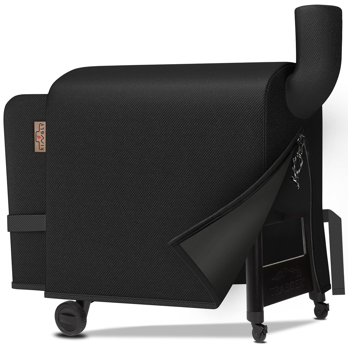KINGLY Pellet Grill Cover for Traeger Pro 34/780 series, black front view