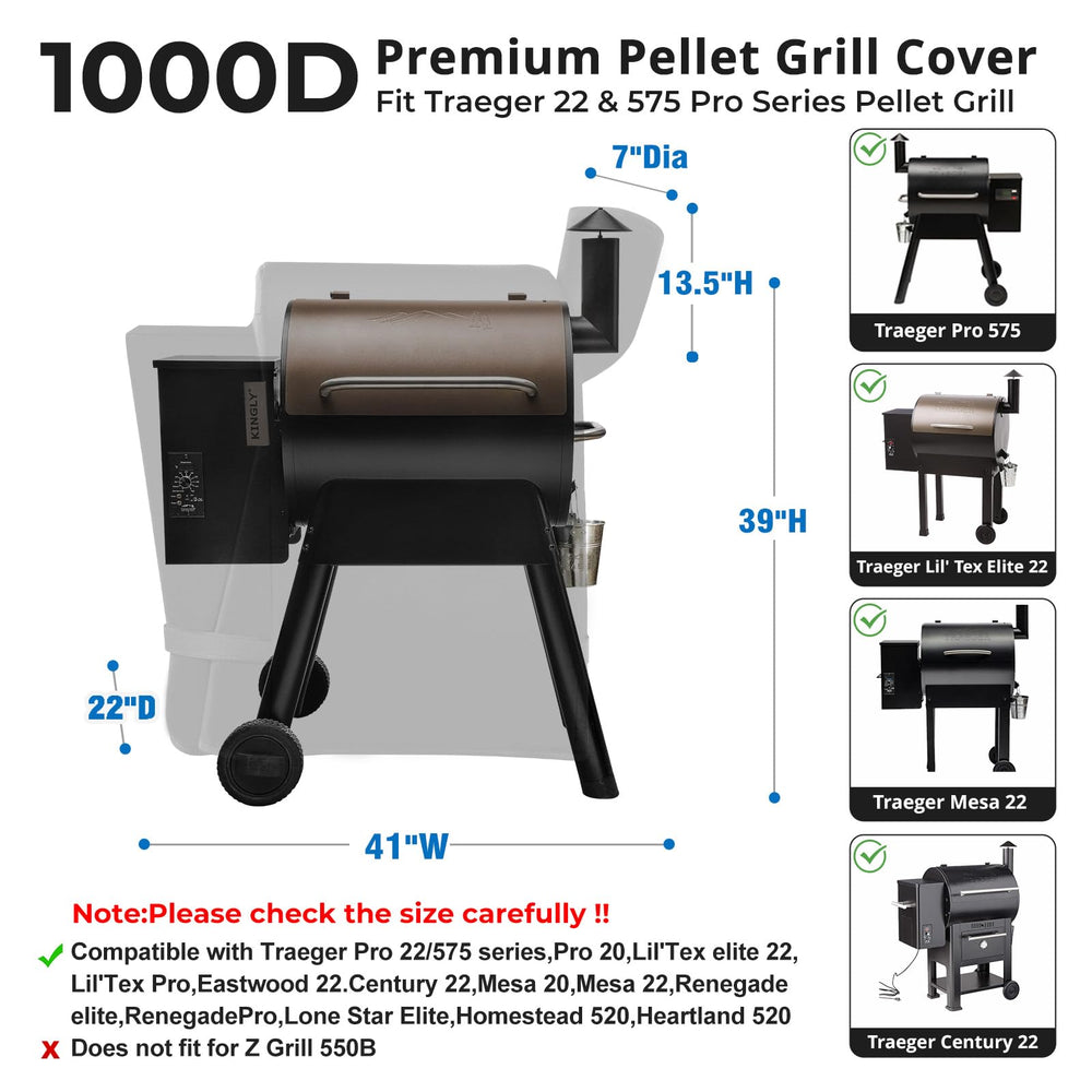 Kingly Pellet Grill Cover side view with zipper