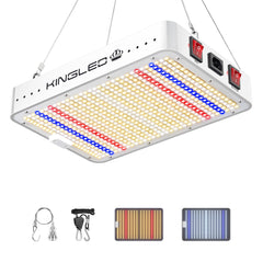 KINGPLUS KP1500 grow light front view with multicolour LEDs