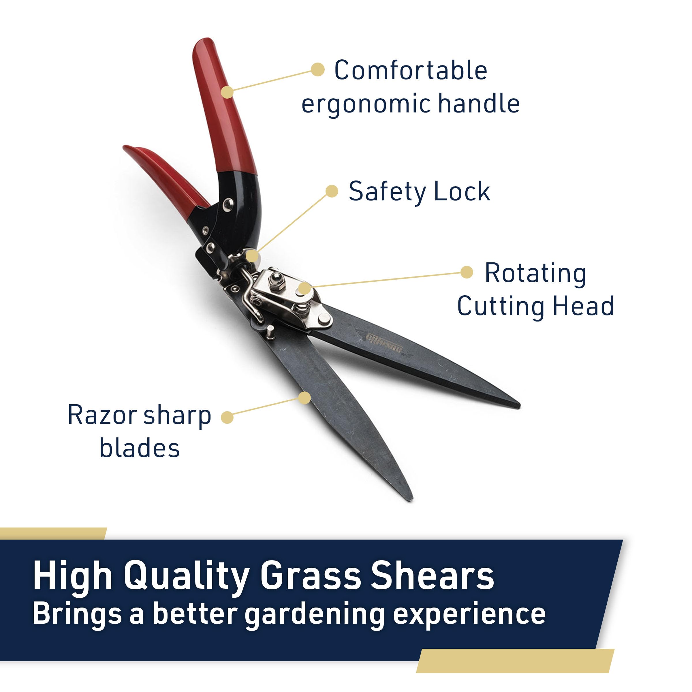 Kings County Tools Grass Shears with dimensions displayed