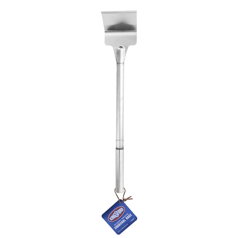 Kingsford 21 Inch Charcoal Rake front view with stainless steel finish