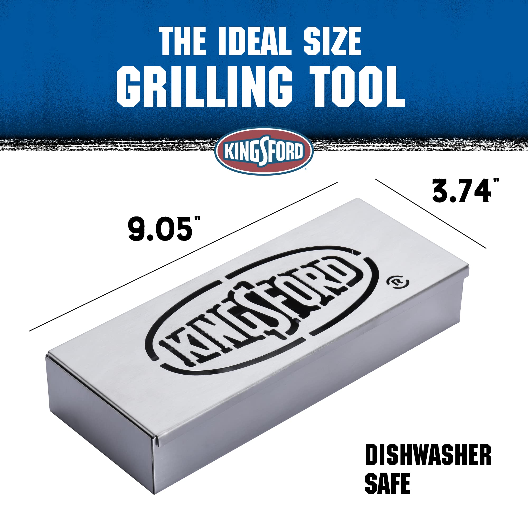 Kingsford Smoker Box close-up showing stainless steel