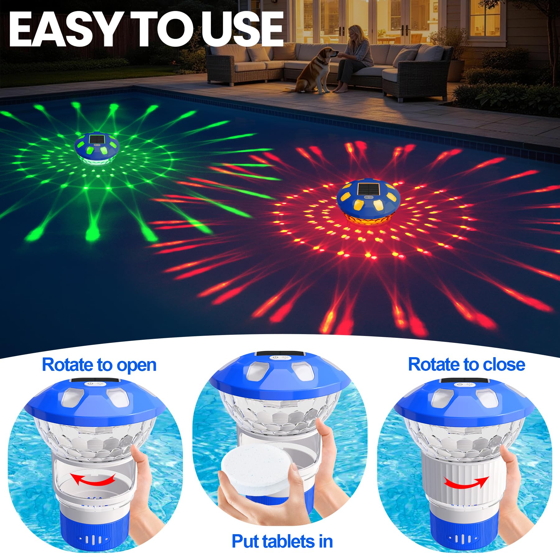 KingSom Solar Pool Chlorine Floater large capacity with chlorine disks