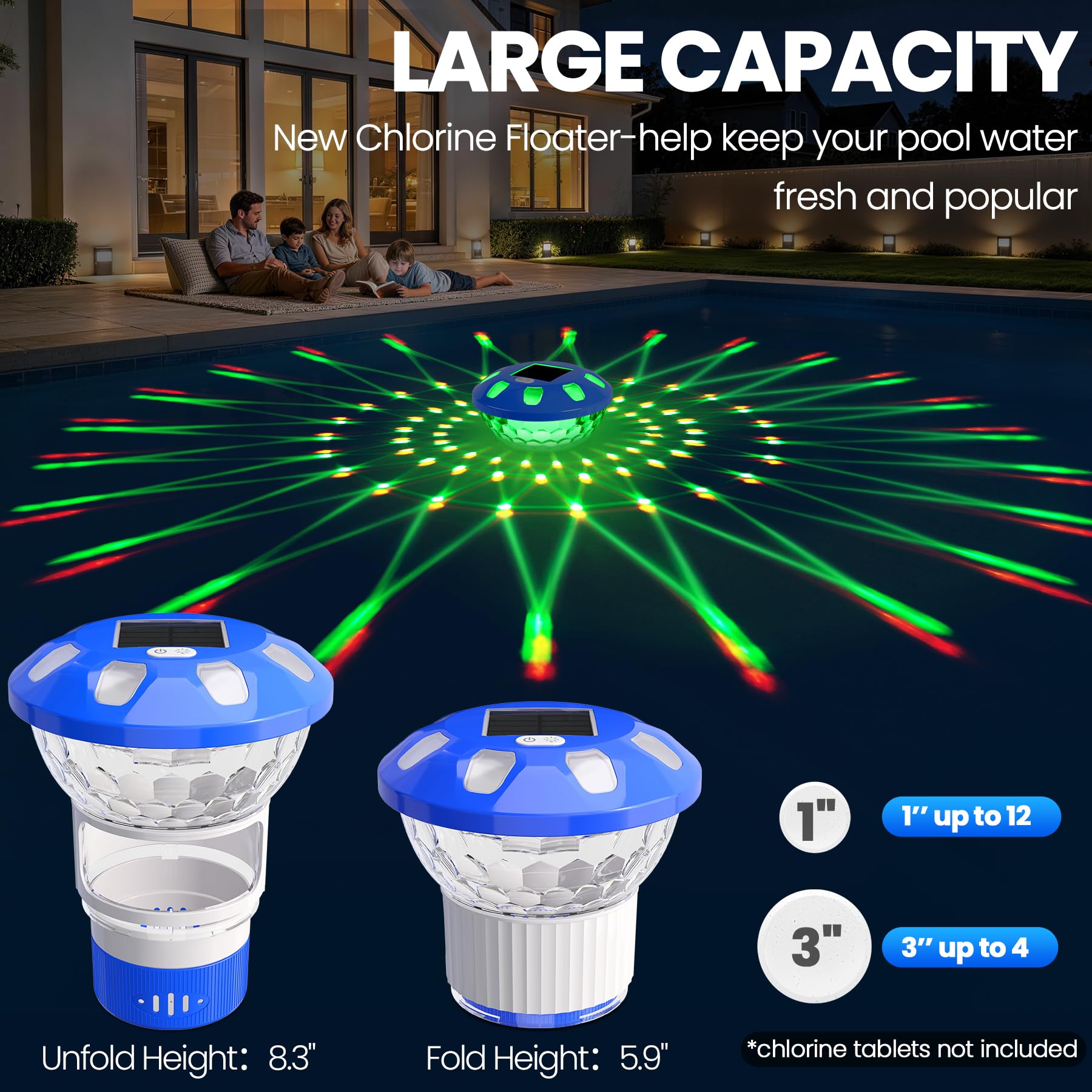 KingSom Solar Pool Chlorine Floater showing foldable design