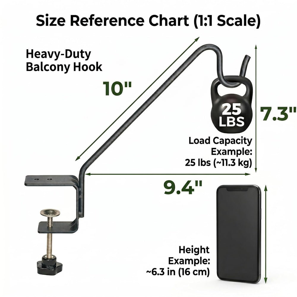 Kingsyard 10 Inch deck hook side view with mounting knob