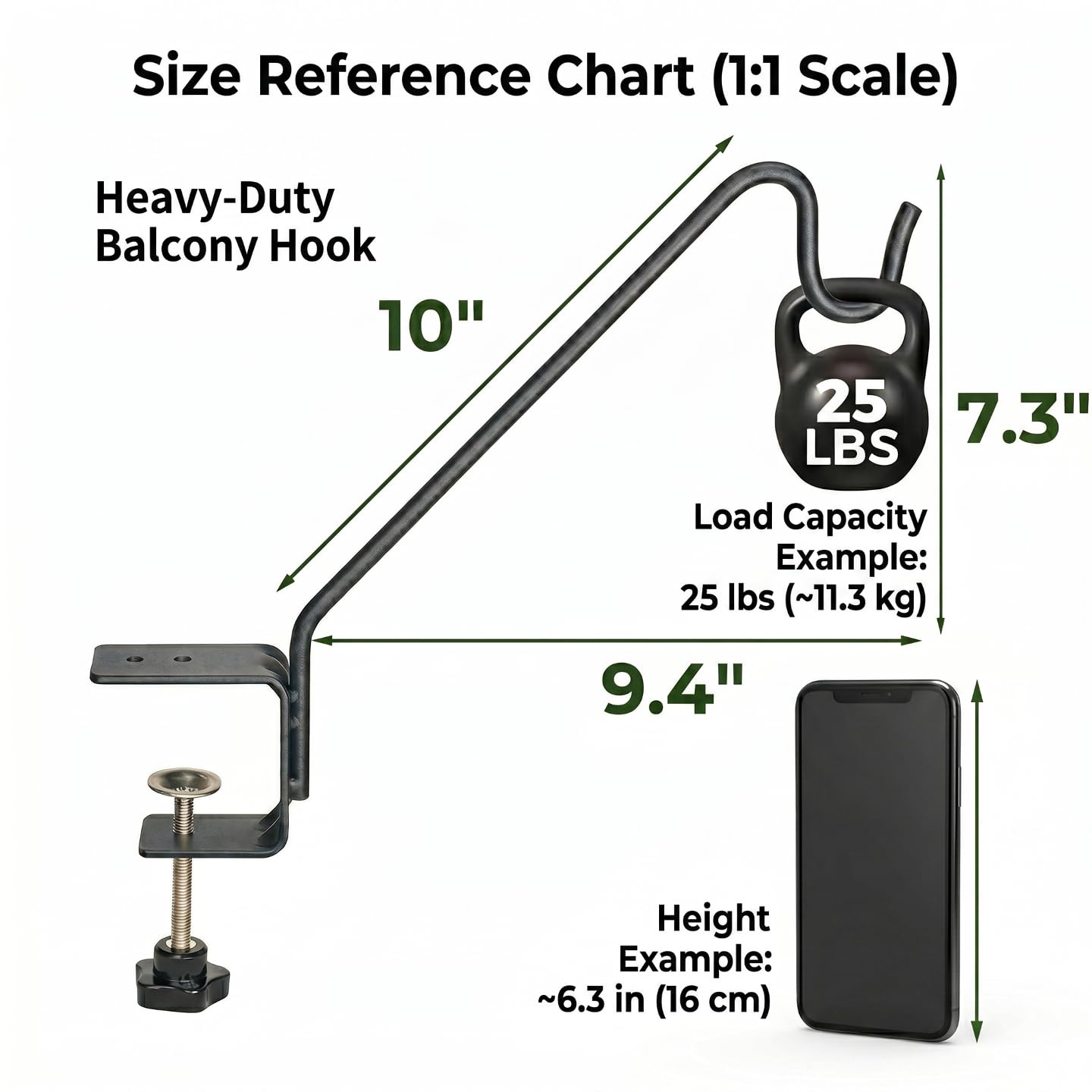 Kingsyard 10 Inch Metal Deck Railing Hook side view