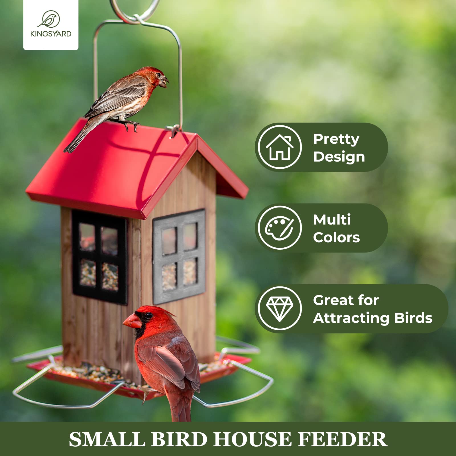 Kingsyard Bird House Feeder showing roof open for easy refilling