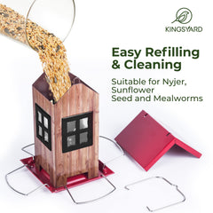 Kingsyard Bird House Feeder with birds feeding from the perches