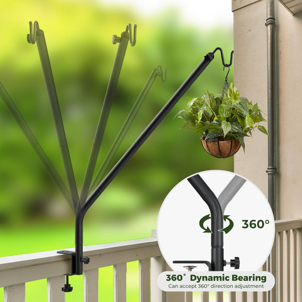 Kingsyard deck hook in use with bird feeder attached