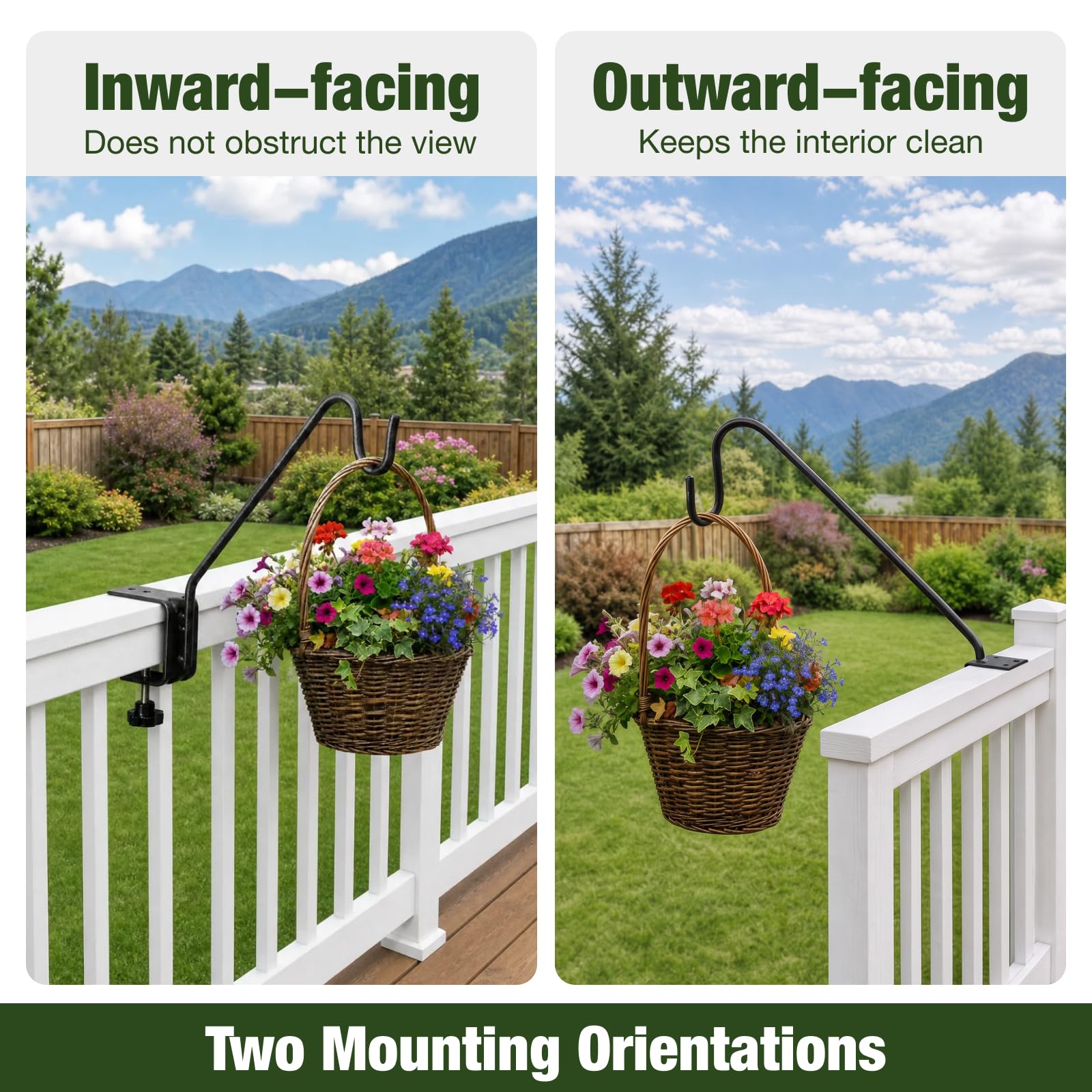 Kingsyard deck hooks with planters in a garden