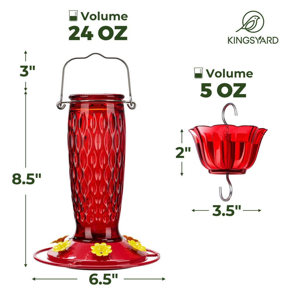 Kingsyard Glass Hummingbird Feeder assembly showing parts