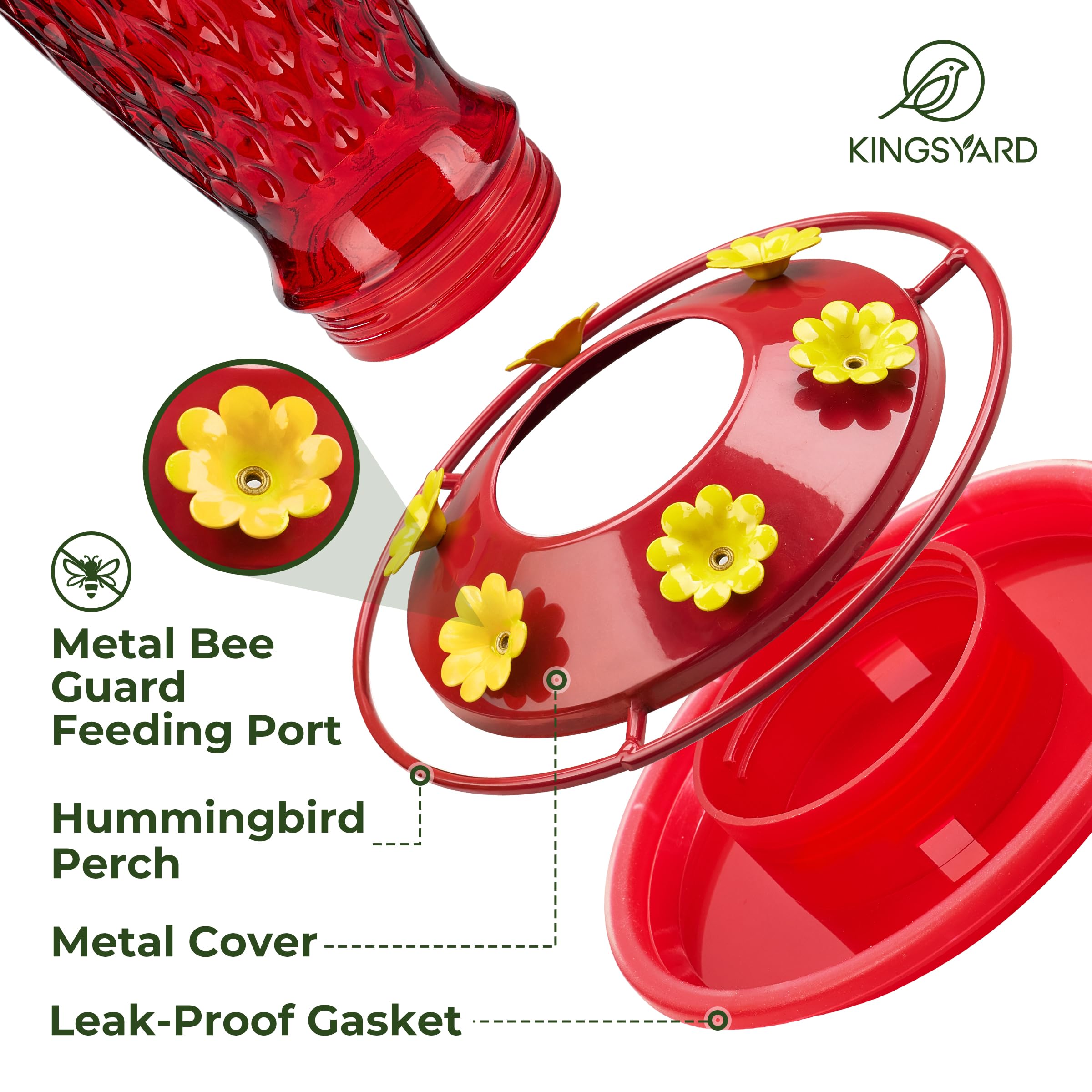 Kingsyard Glass Hummingbird Feeder in outdoor garden setting