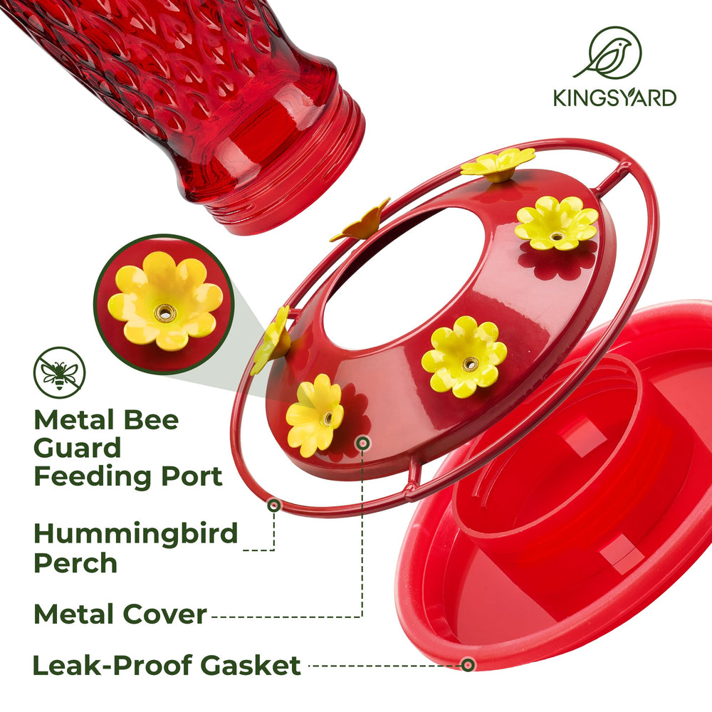 Kingsyard Glass Hummingbird Feeder in outdoor garden setting