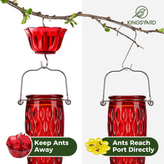 Kingsyard Glass Hummingbird Feeder with nectar inside