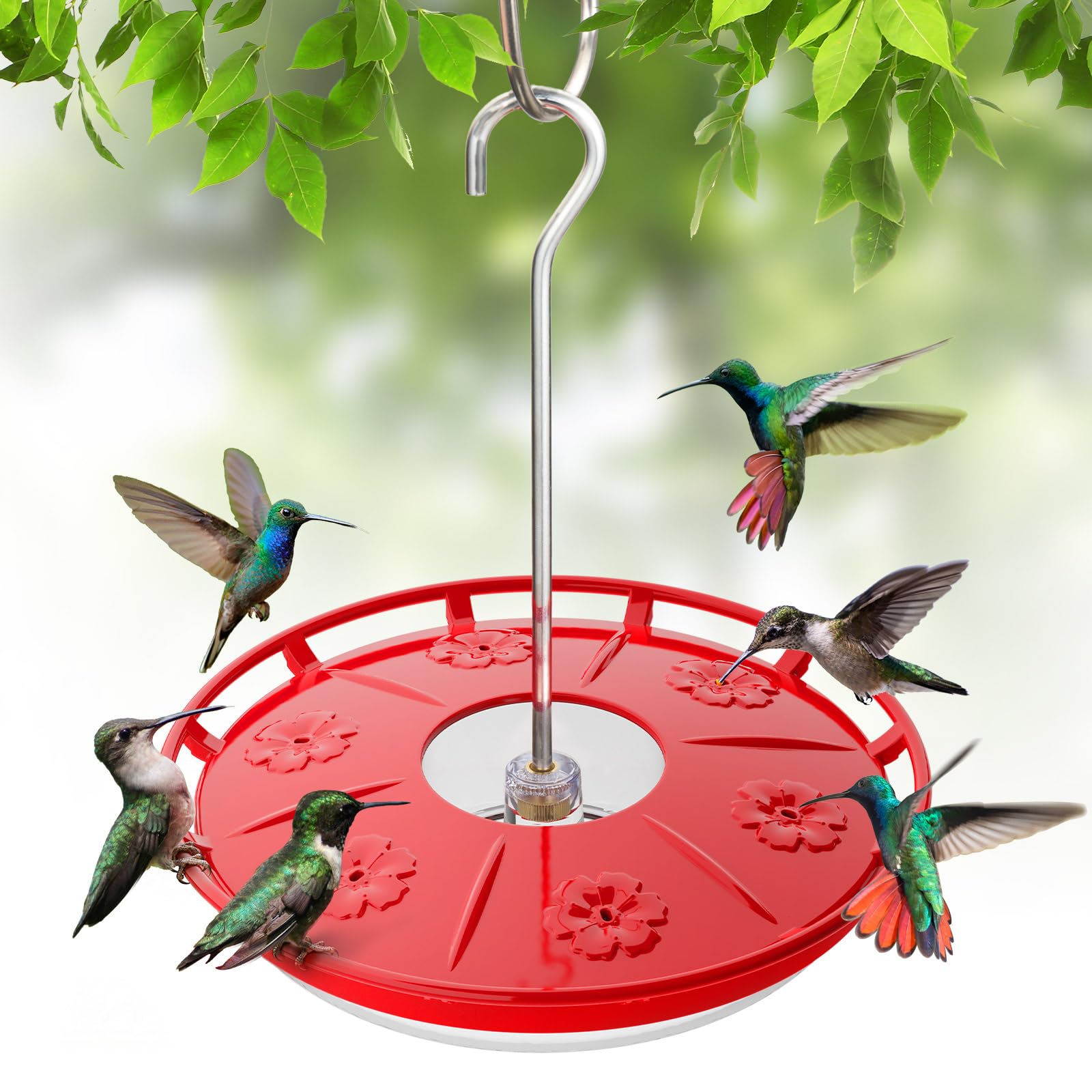 Kingsyard Hummingbird Feeder front view with six flower-shaped ports