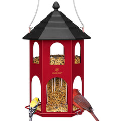 Kingsyard Metal Bird Feeder front view in red