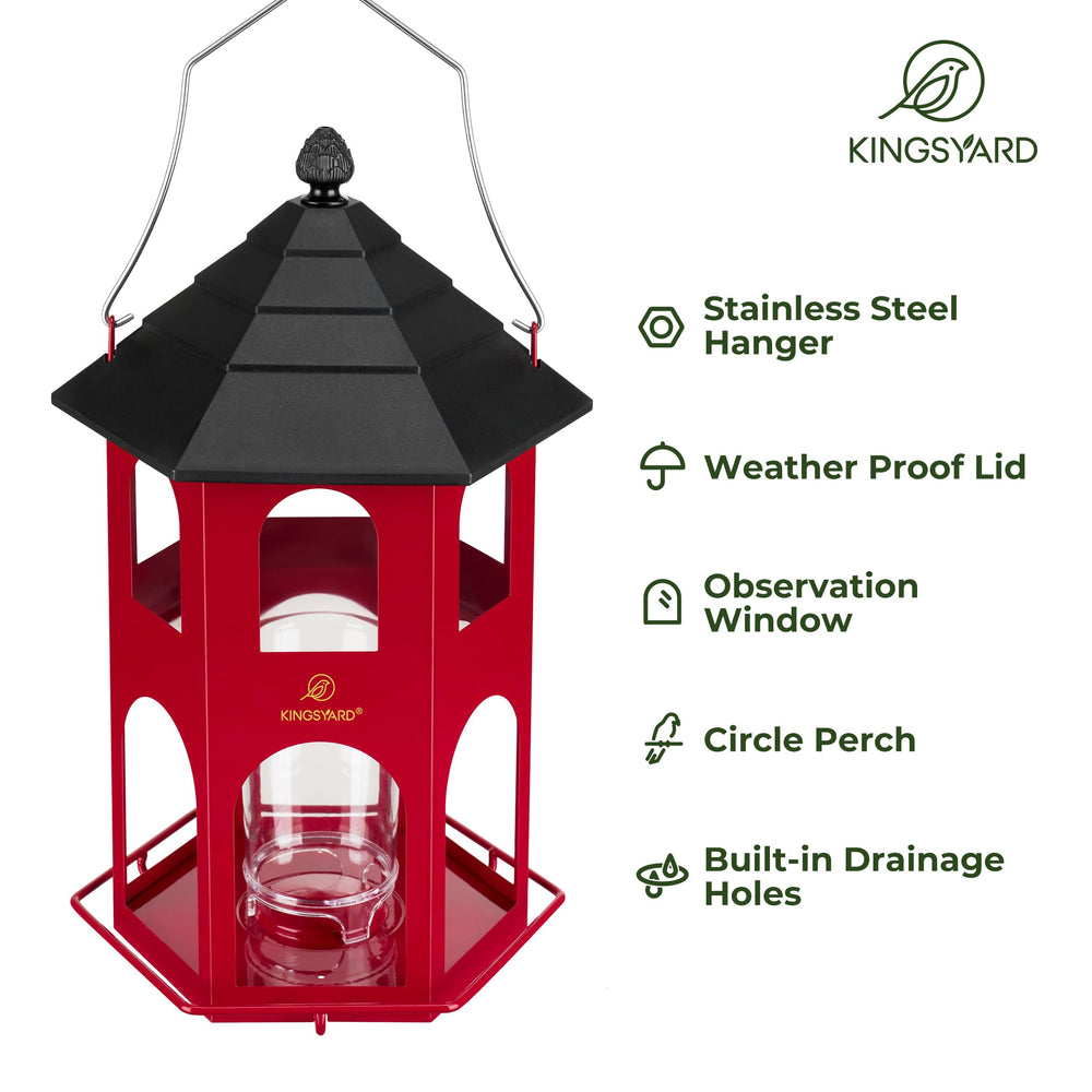 Kingsyard Metal Bird Feeder with weatherproof lid