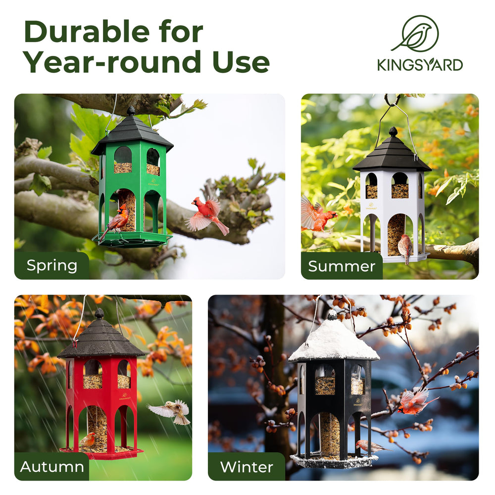Kingsyard Metal Bird Feeder with weatherproof lid