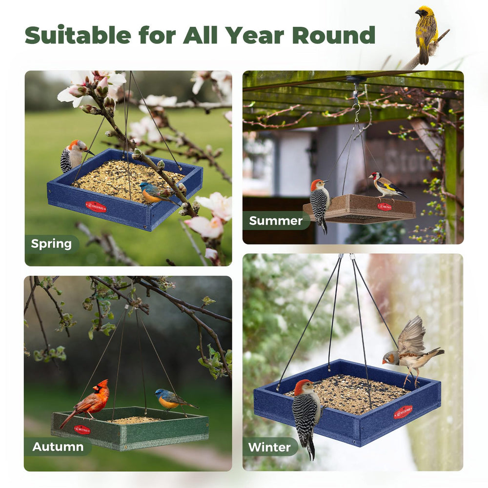 Kingsyard Platform Bird Feeder blue colour displayed outdoors