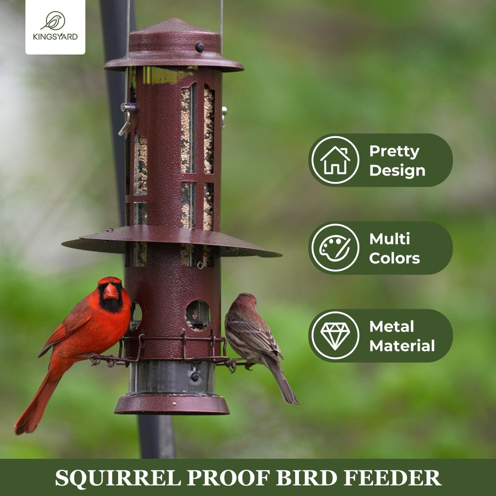 Kingsyard Squirrel Proof Bird Feeder side view with squirrel baffle