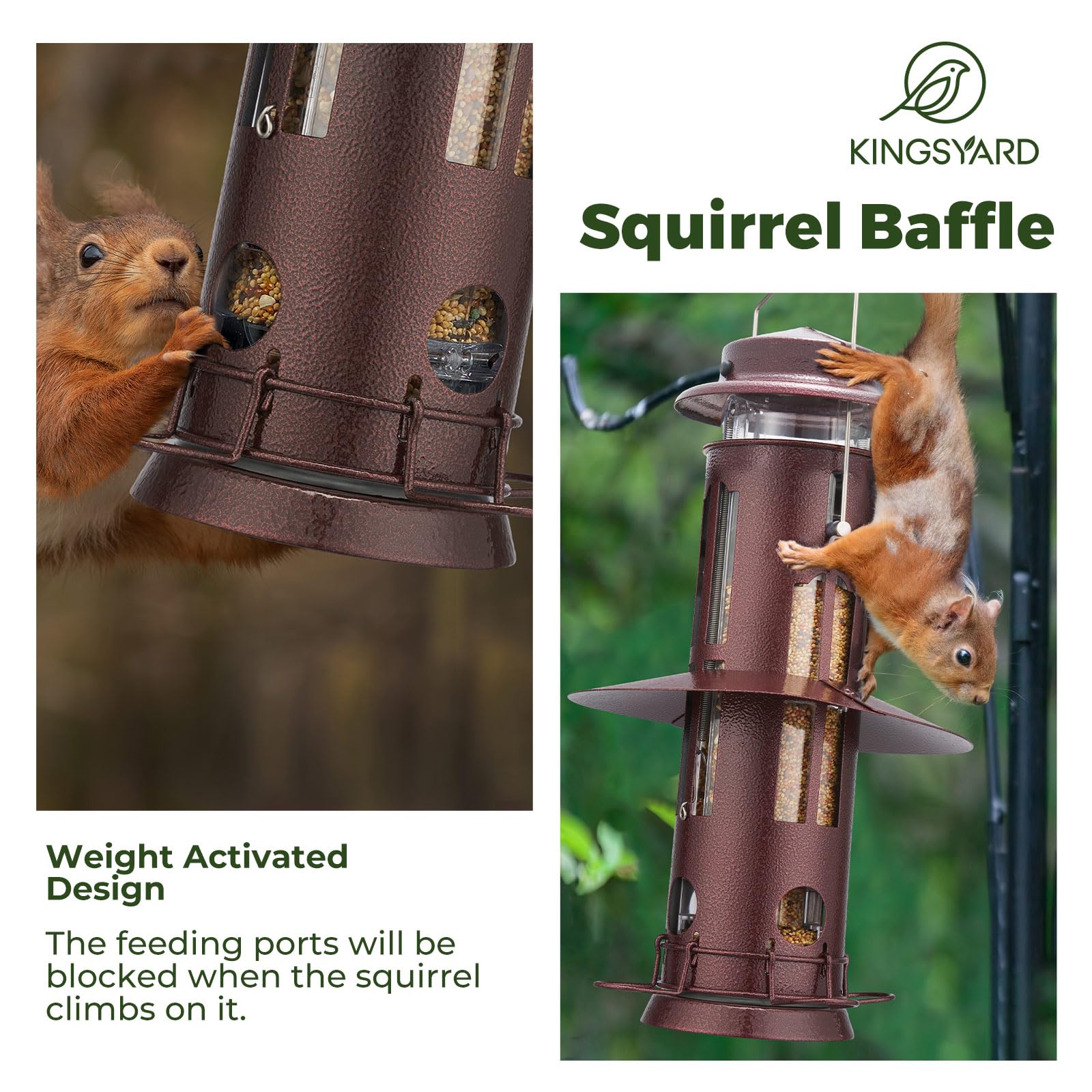 Kingsyard Squirrel Proof Bird Feeder with seeds inside