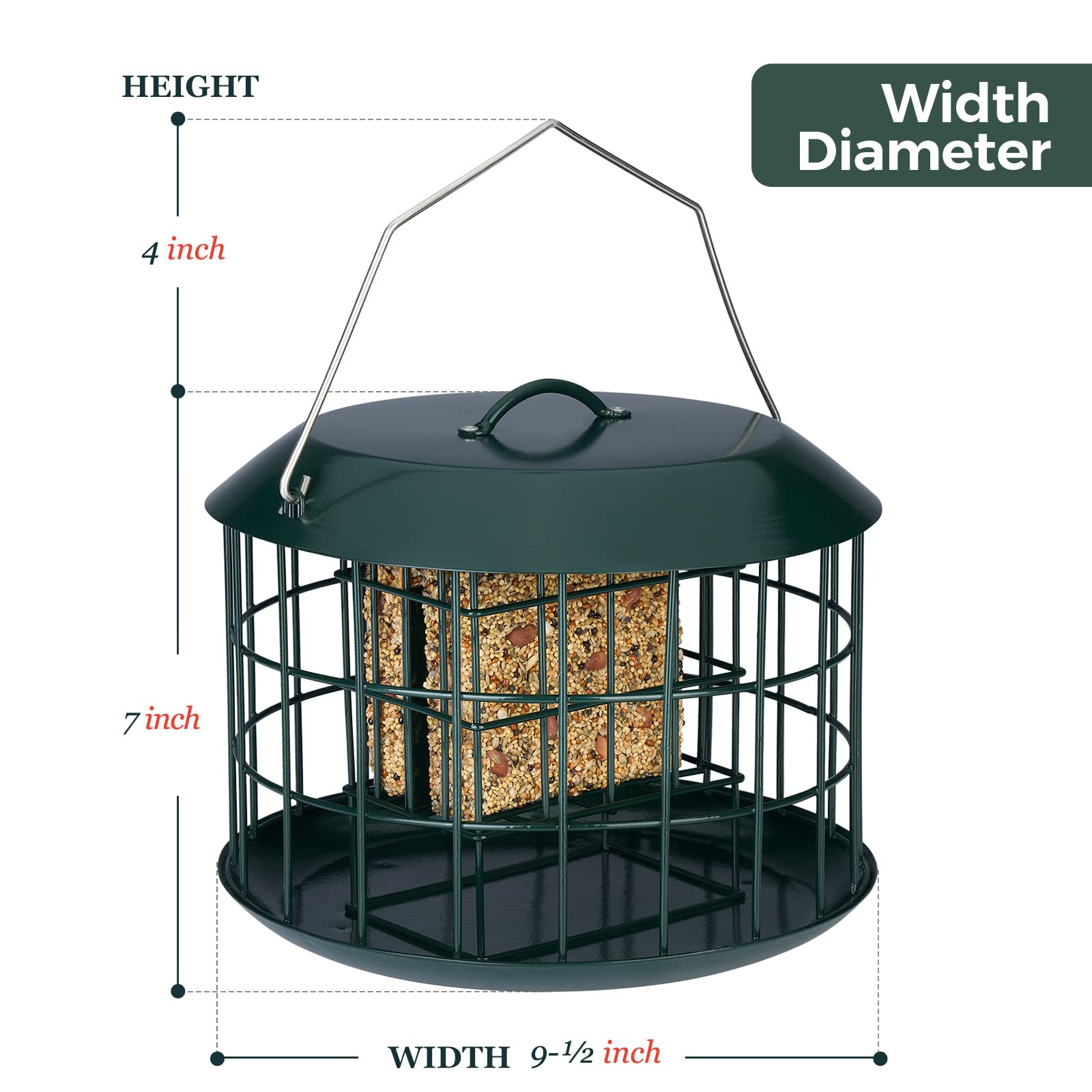 Kingsyard Squirrel Proof Suet Feeder in a garden setting with birds