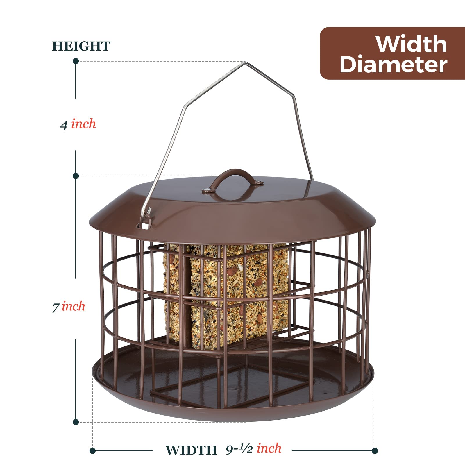 Kingsyard Squirrel Proof Suet Feeder in a garden setting with birds