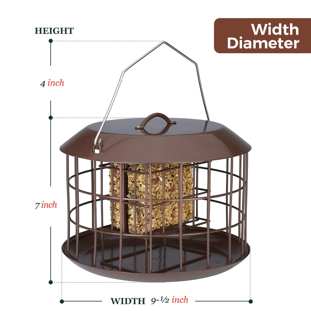 Kingsyard Squirrel Proof Suet Feeder in a garden setting with birds