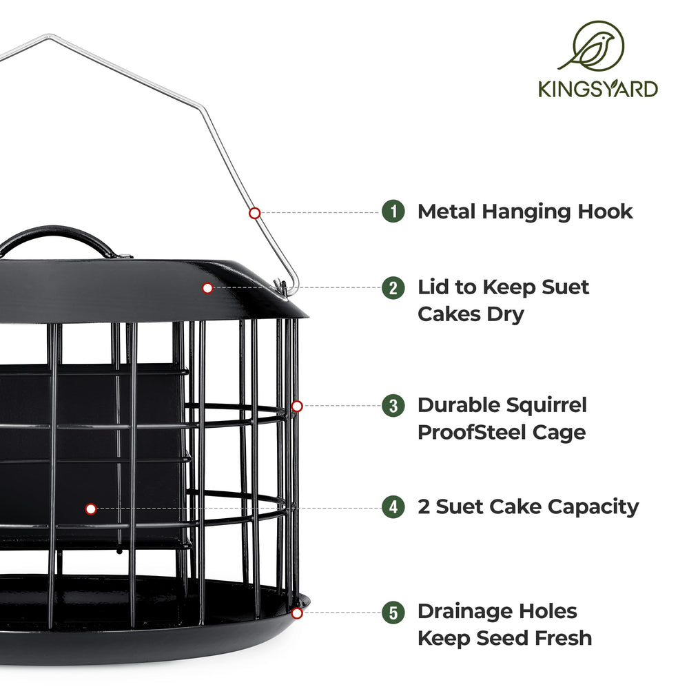 Kingsyard Squirrel Proof Suet Feeder in garden setting