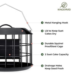 Kingsyard Squirrel Proof Suet Feeder in garden setting
