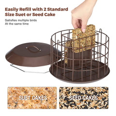 Kingsyard Squirrel Proof Suet Feeder showing removable roof for easy refilling