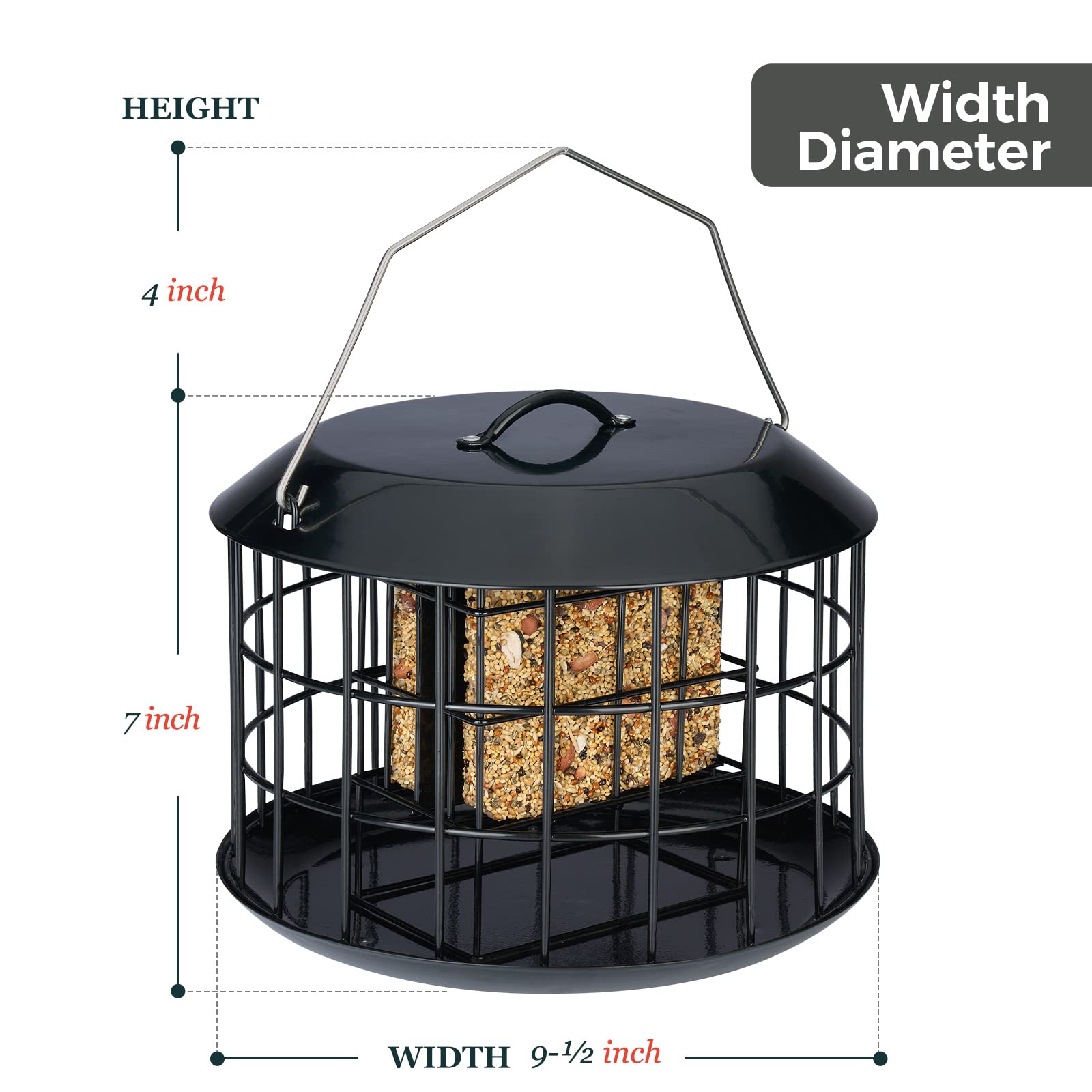 Kingsyard Squirrel Proof Suet Feeder showing tray and baffle