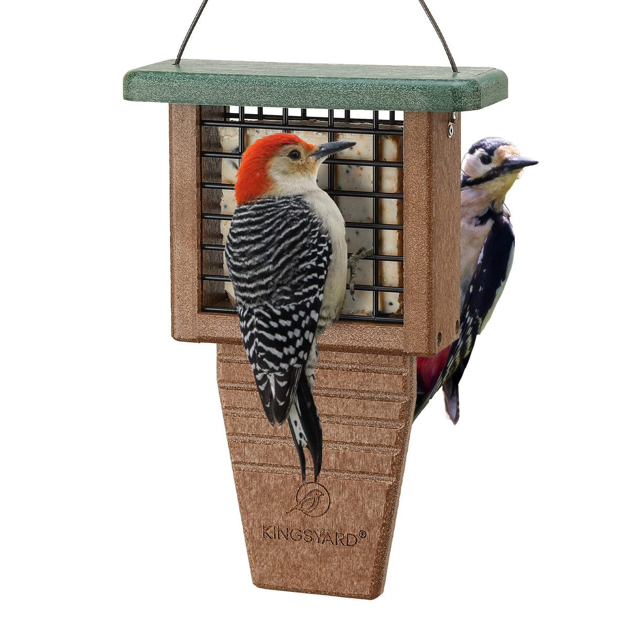 Kingsyard Suet Bird Feeder front view with tail prop