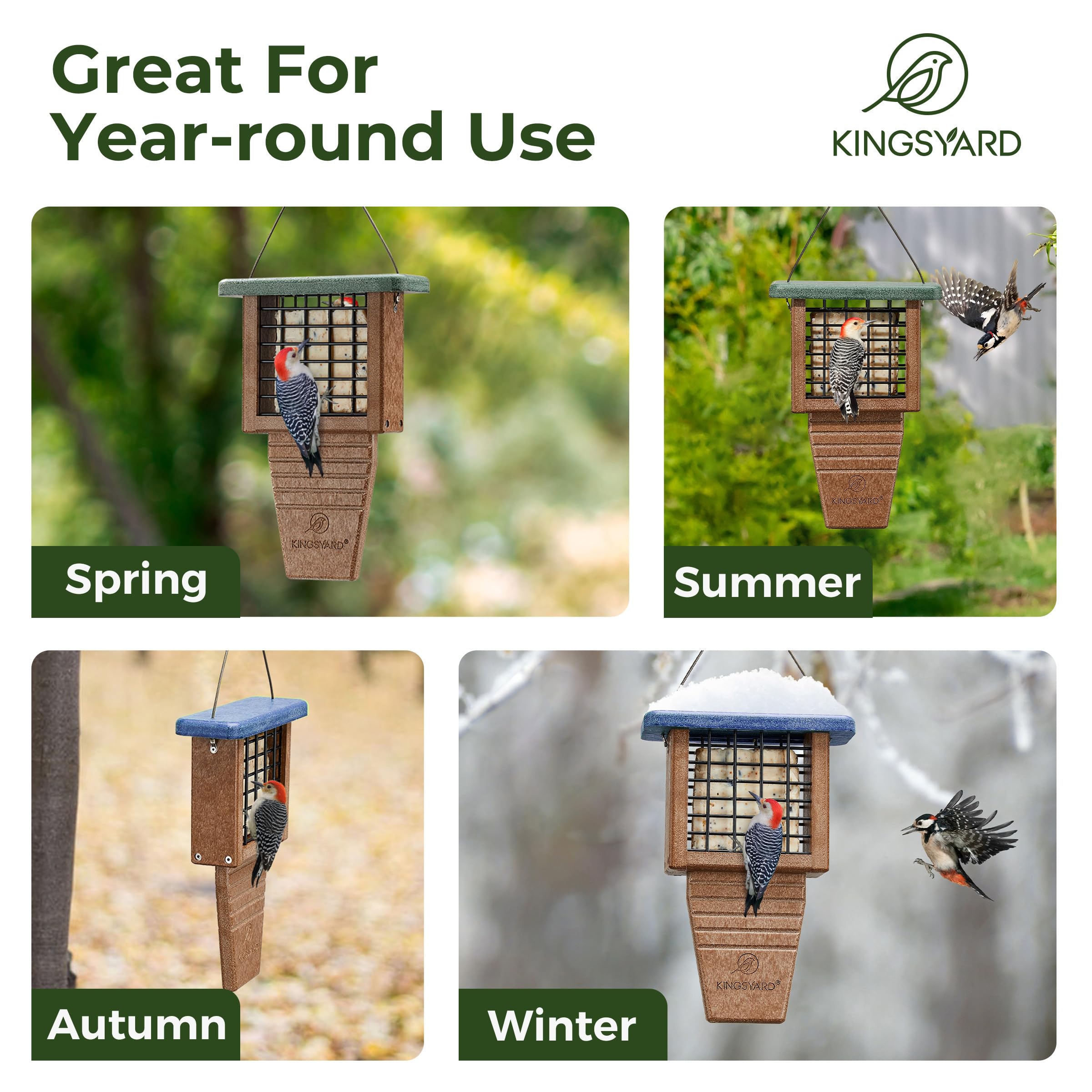 Kingsyard Suet Bird Feeder with hook for hanging