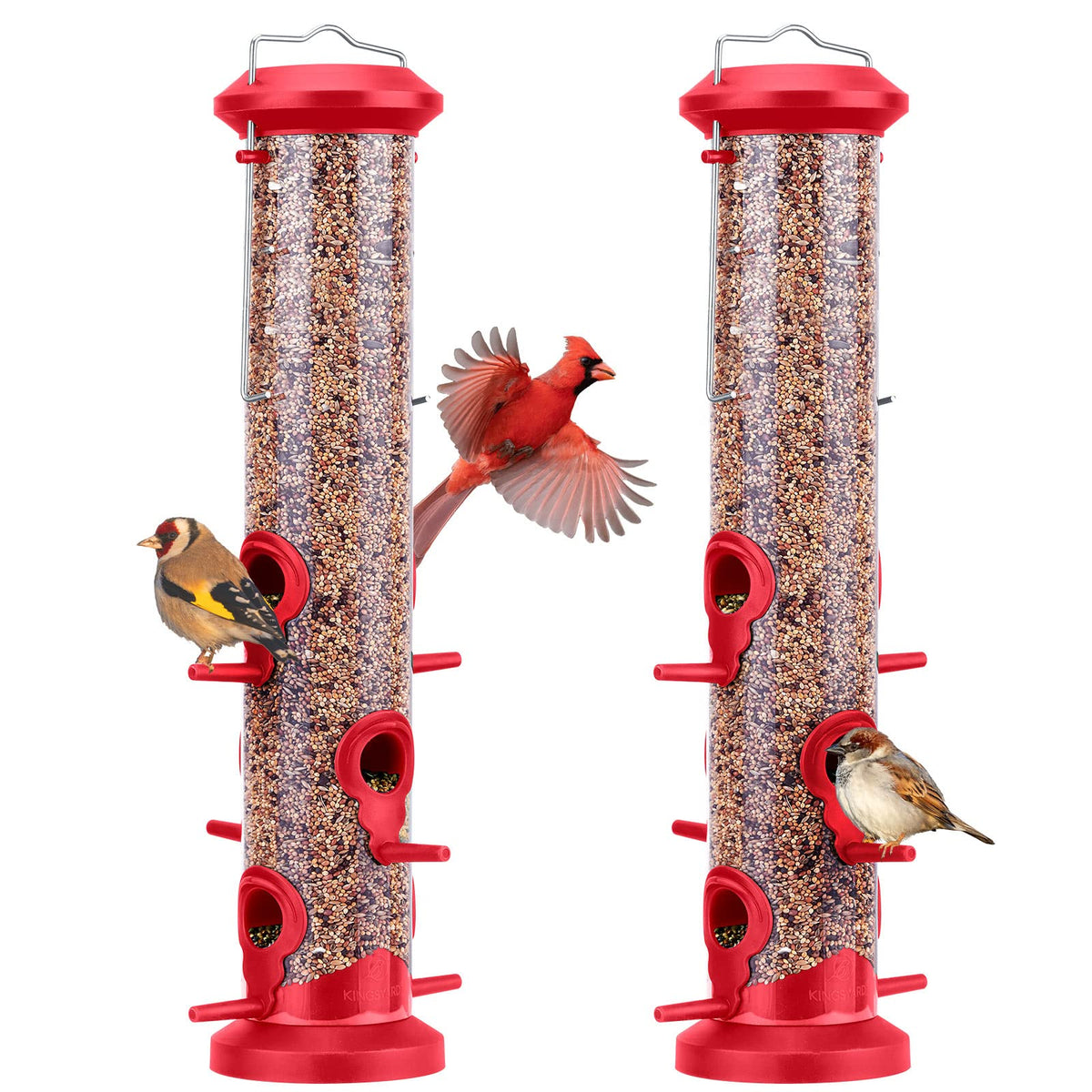 Kingsyard Tube Bird Feeder front view in red