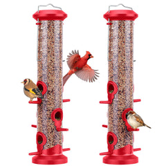 Kingsyard Tube Bird Feeder front view in red