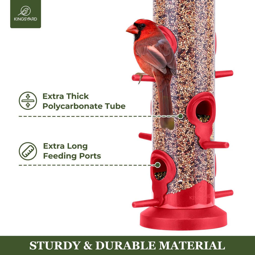 Kingsyard Tube Bird Feeder hanging with birds feeding