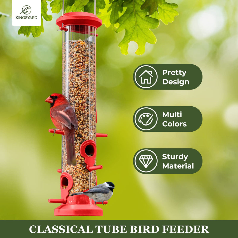Kingsyard Tube Bird Feeder side view with feeding ports