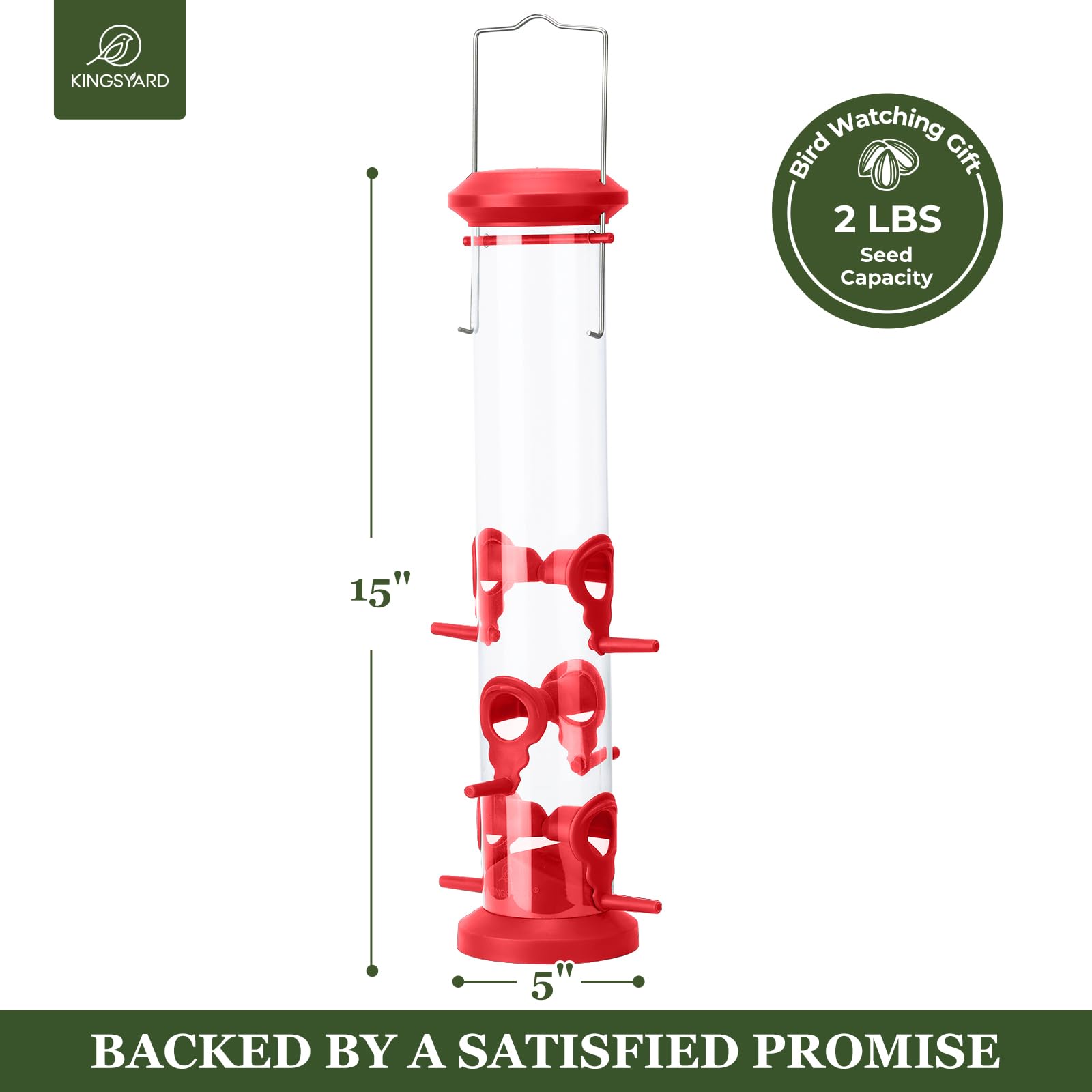 Kingsyard Tube Bird Feeder with hanging wire included