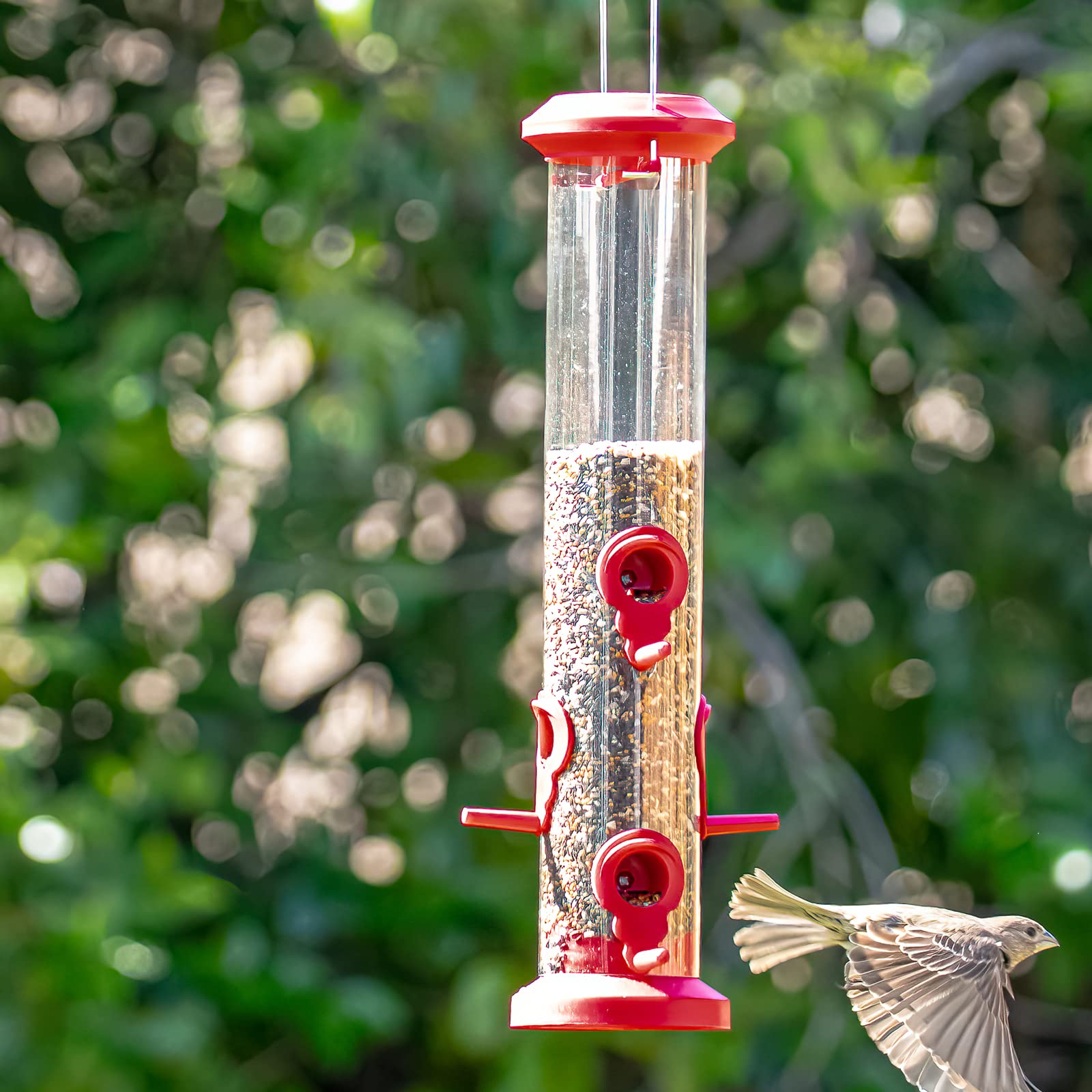 Kingsyard Tube Bird Feeders pack of 2 in red