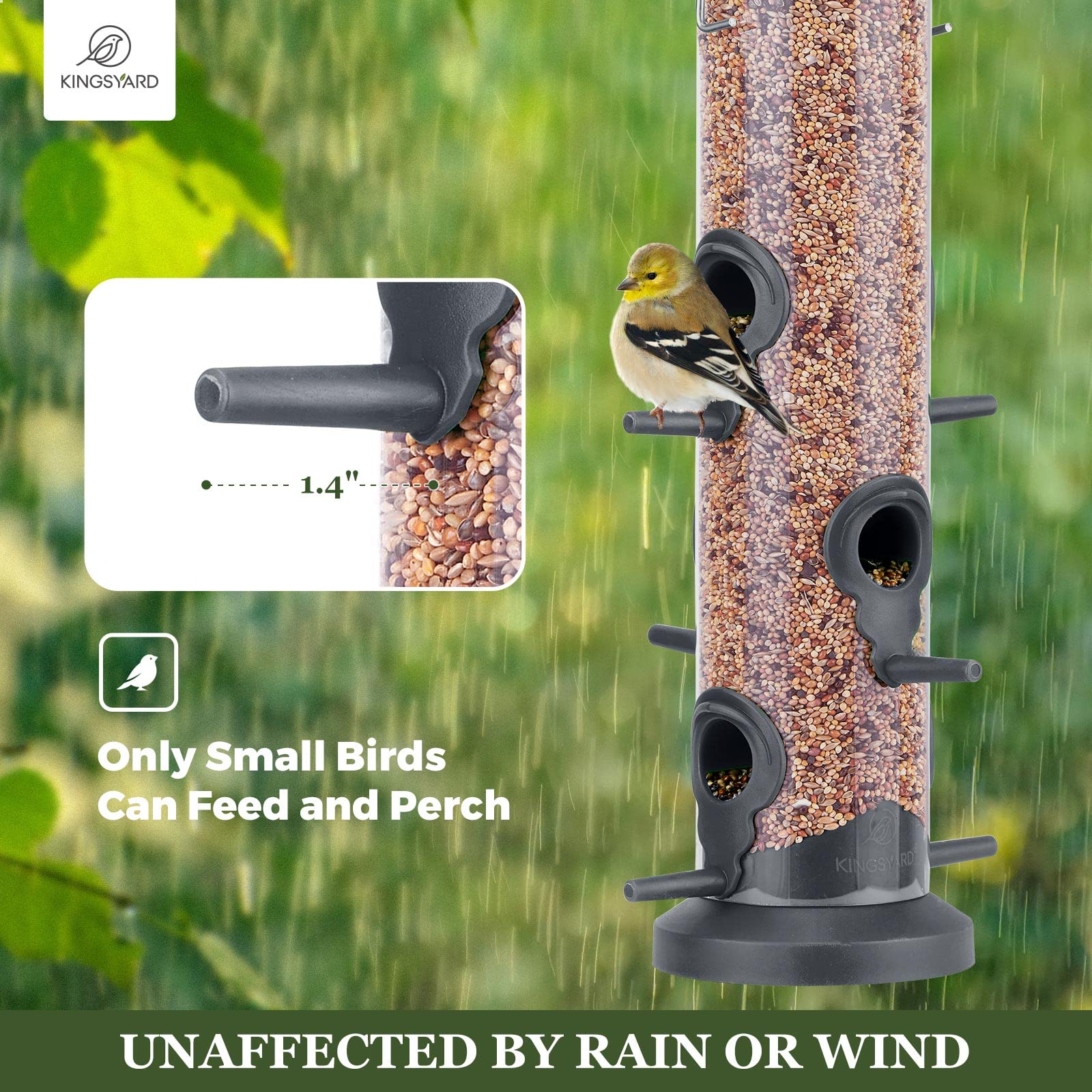 Kingsyard Tube Feeder transparent seed compartment