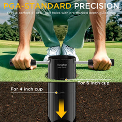 KINGTOP Golf Hole Cutter in use on a backyard putting green